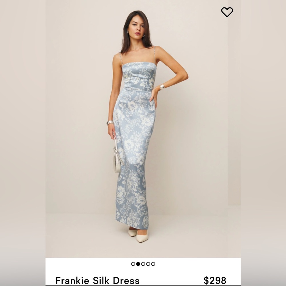 Reformation Frankie Silk Floral Maxi Dress in Porcelain 10 Large